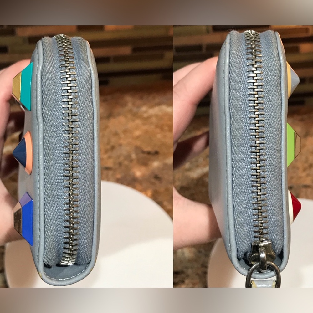 FENDI Vitello Liberty Multicolor Studded Leather Zip Around Wallet 😍💙❤️ - Picture 13 of 17